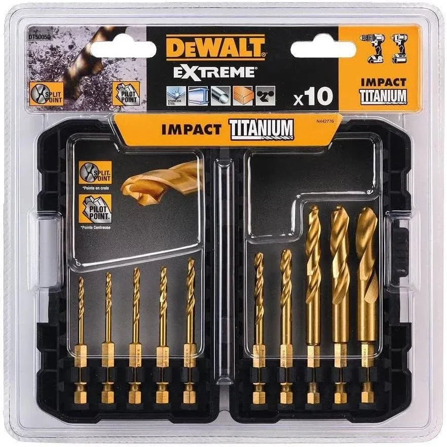 Dewalt Titanium Impact Drill Bit Set 10 Piece | DT50050-QZ