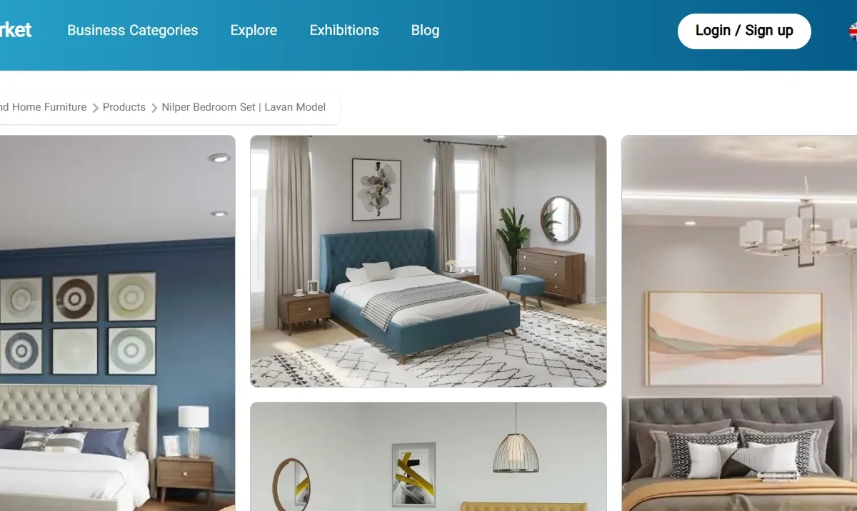 Furniture selection process from online exhibition