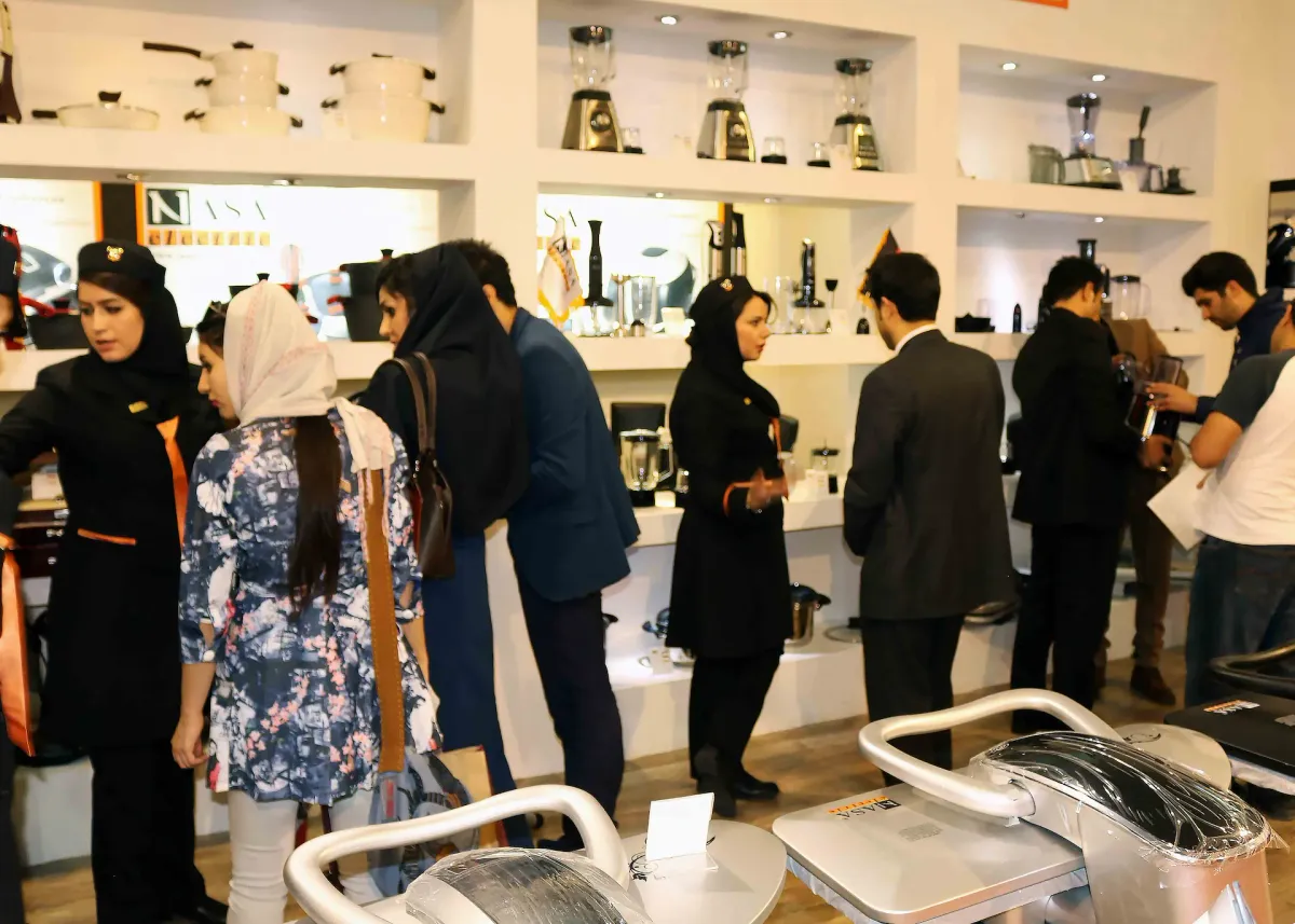 Exhibition of NASA Electric Company products, including household appliances and modern equipment in Iran.