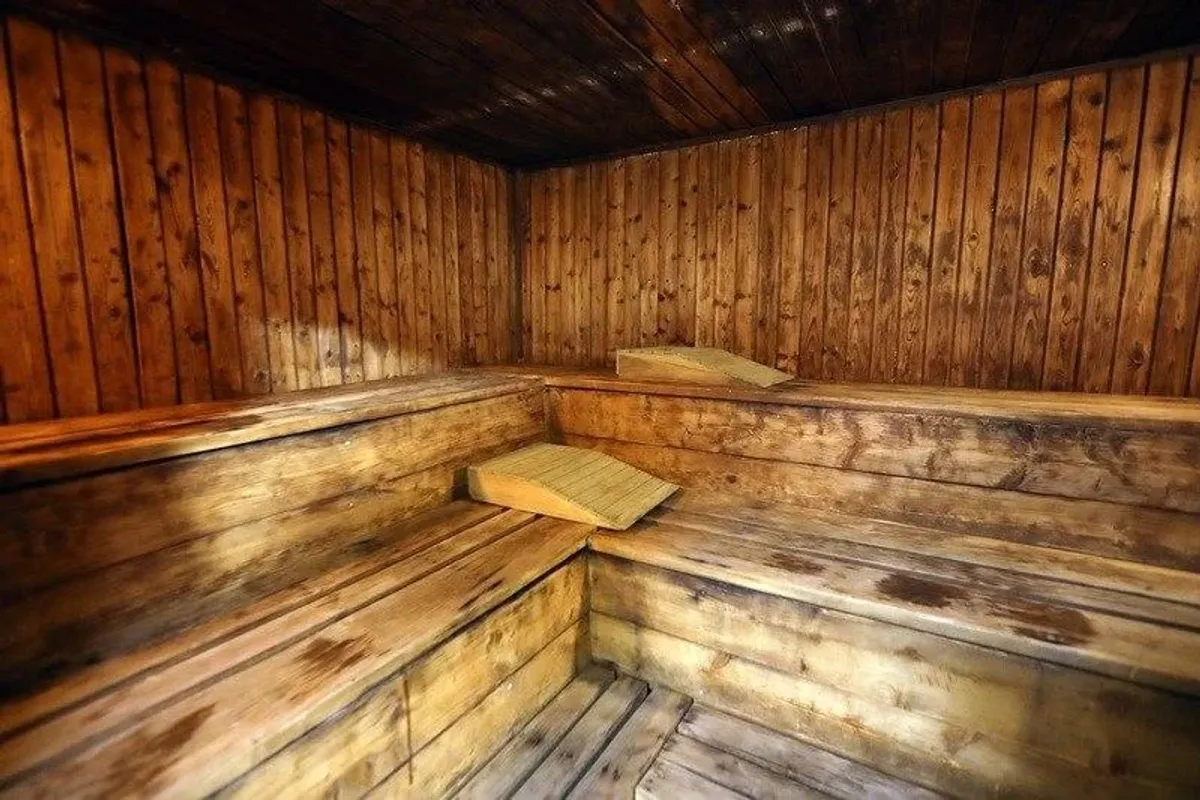 A luxurious sauna hall at Baghdad Hotel with a relaxing ambiance and advanced amenities