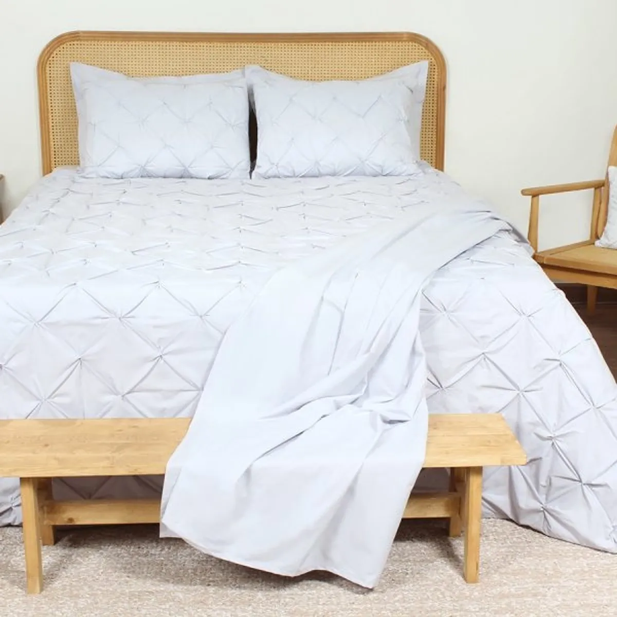 Double 7-Piece Duvet Cover Set, Diamond Design, Light Gray – Borujerd Textile Company.