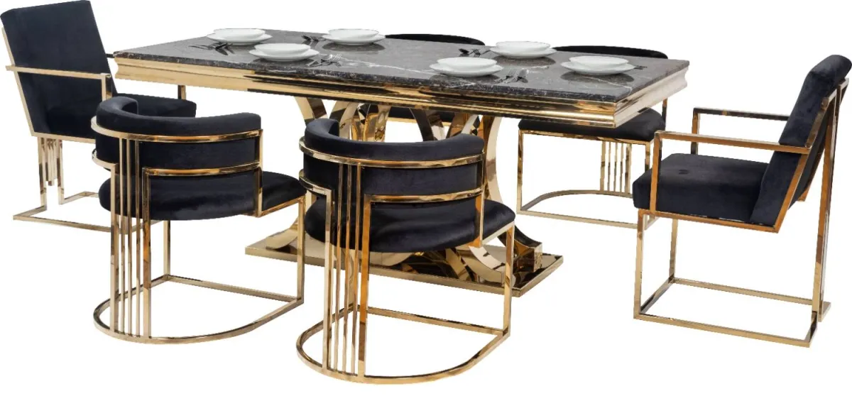 西尔维斯特餐桌Audi款，金色桌腿