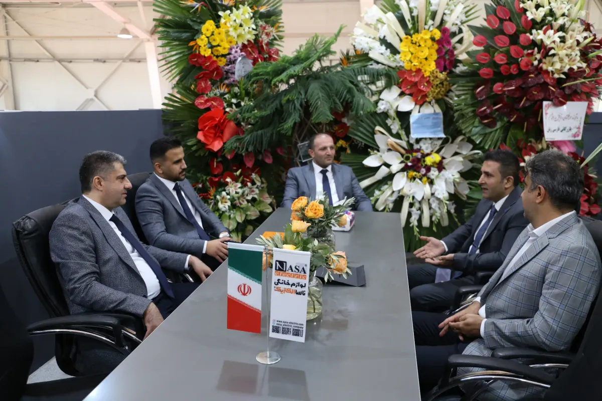 Photo of the executives and prominent figures of NASA Electric Company, a manufacturer of household appliances and electrical equipment in Iran.