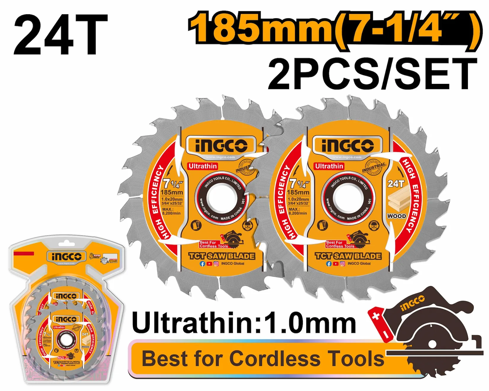 TSB1853 Ultra-thin TCT saw blade set INGCO 